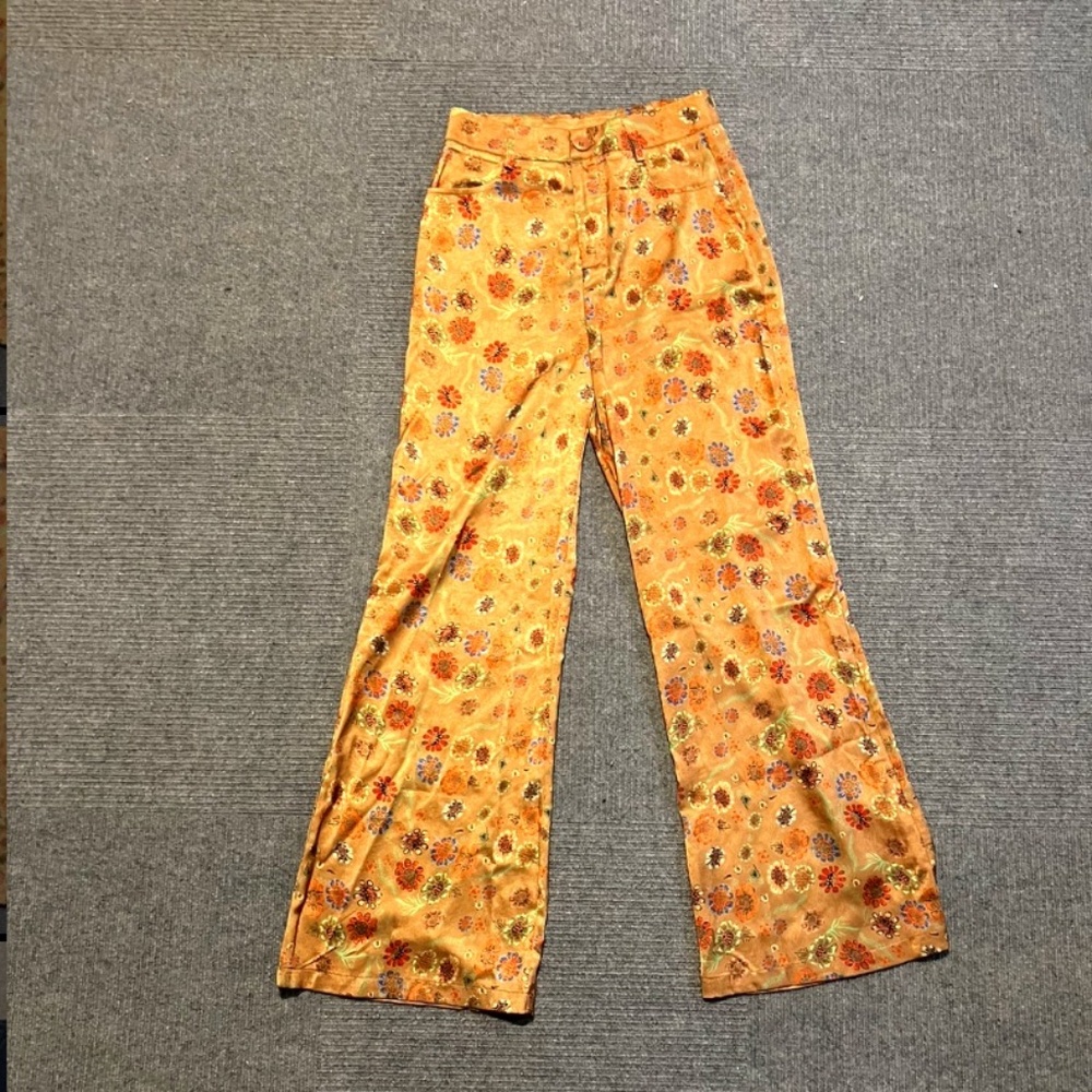 Orange floral pants